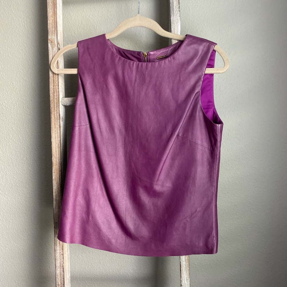 Tahari 100% lamb leather top size S